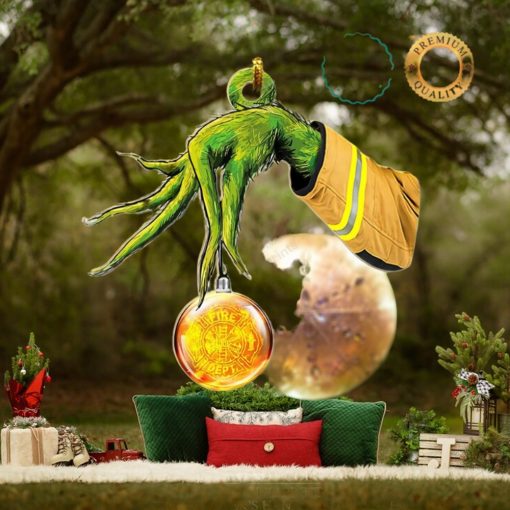 Grinch Hand Fire Dep Emble Christmas Ornament