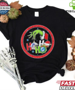 Grinch Hand Holding Ornament Detroit Lions Ho Ho Ho Christmas Shirt