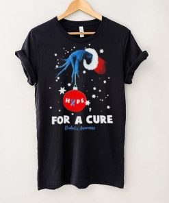 Grinch Hand Holding Ornament Hope For A Cure Diabetes Awakeness Christmas T Shirt