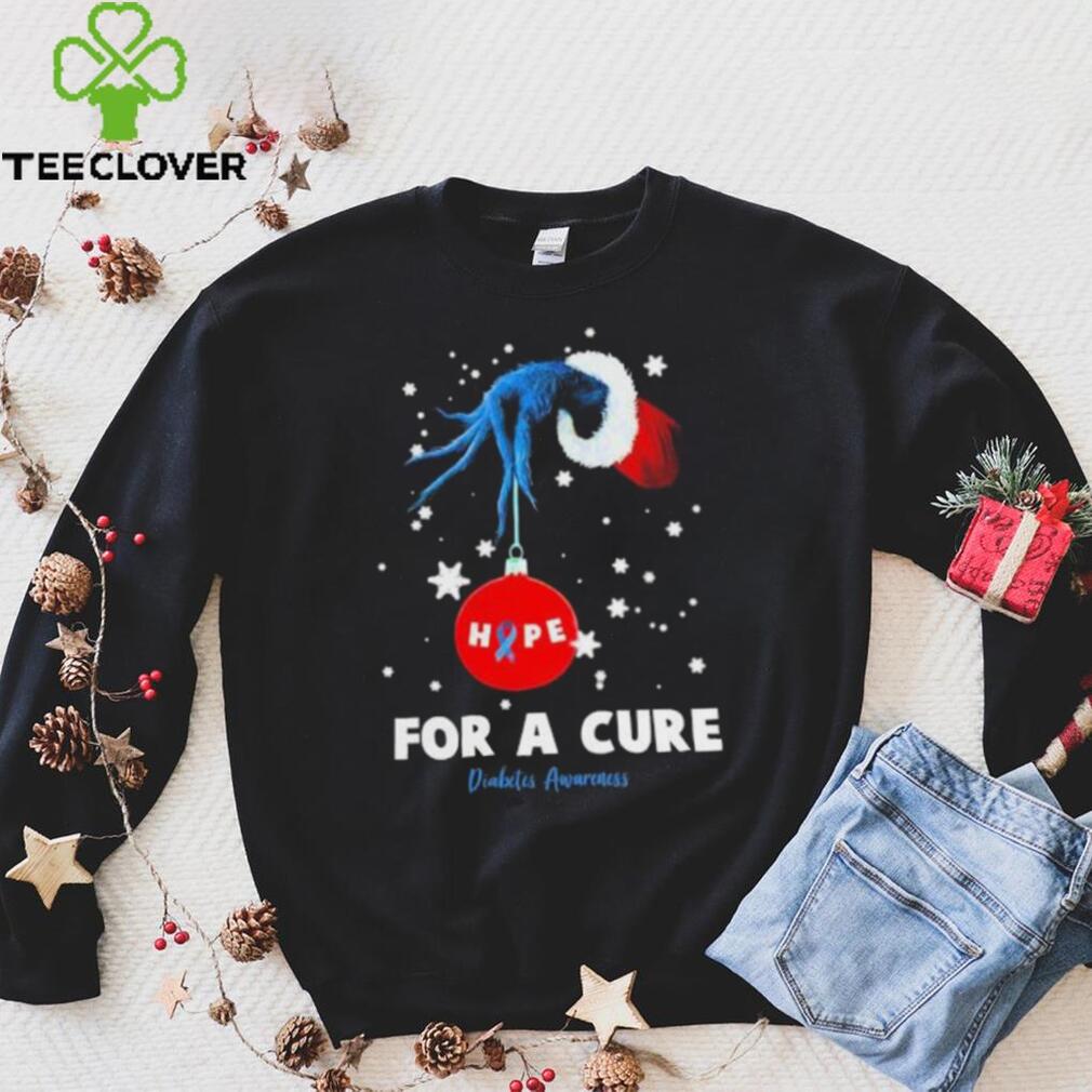 Grinch Hand Holding Ornament Hope For A Cure Diabetes Awakeness Christmas T Shirt Grinch Hand Holding Ornament Hope For A Cure Diabetes Awakeness Christmas T Shirt