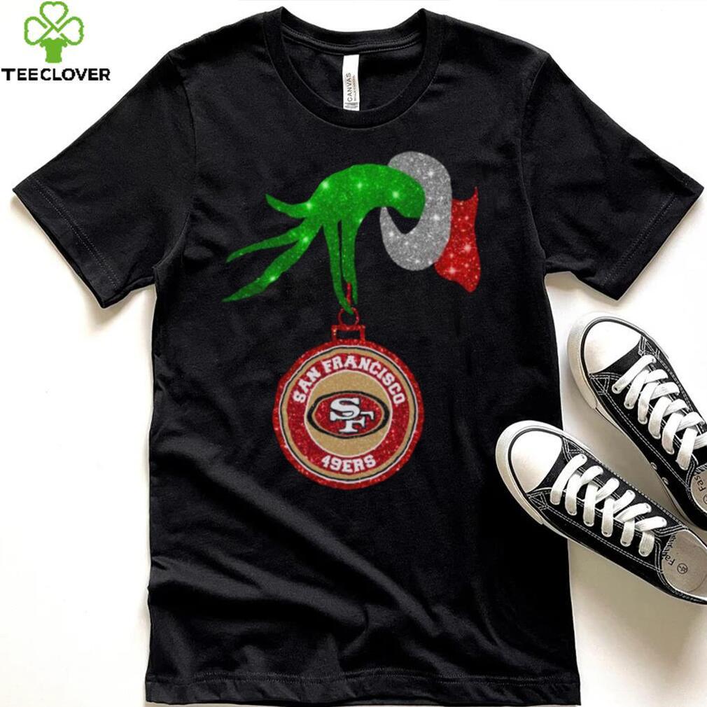 Grinch Hand Holding San Francisco 49ers Christmas Shirt Grinch Hand Holding San Francisco 49ers Christmas Shirt