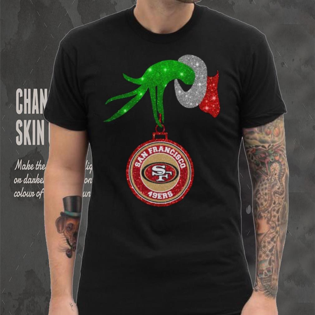 Grinch Hand Holding San Francisco 49ers Christmas Shirt Grinch Hand Holding San Francisco 49ers Christmas Shirt