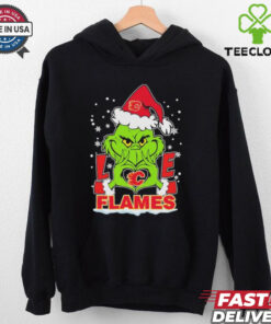 Grinch Hand Love Calgary Hockey Christmas Shirt