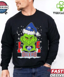 Grinch Hand Love Edmonton Hockey Christmas Shirt