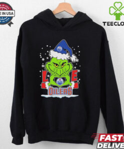 Grinch Hand Love Edmonton Hockey Christmas Shirt