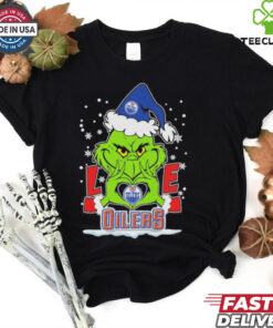 Grinch Hand Love Edmonton Hockey Christmas Shirt