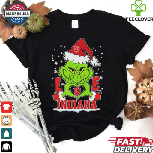 Grinch Hand Love Indiana Hoosiers Christmas Shirt