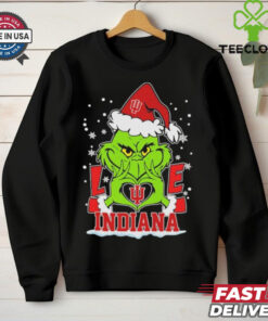 Grinch Hand Love Indiana Hoosiers Christmas Shirt