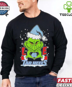 Grinch Hand Love North Carolina Tar Heels Christmas Shirt