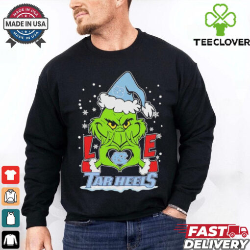 Grinch Hand Love North Carolina Tar Heels Christmas Shirt