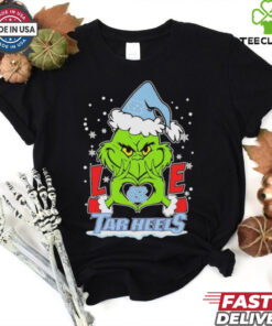 Grinch Hand Love North Carolina Tar Heels Christmas Shirt