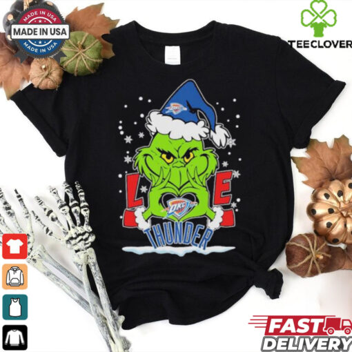 Grinch Hand Love OKC Thunder Christmas Shirt