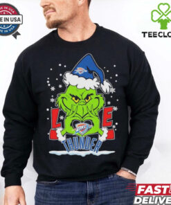 Grinch Hand Love OKC Thunder Christmas Shirt