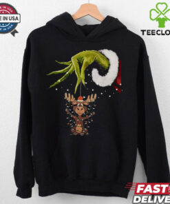 Grinch Hand Moose Christmas Lights 2024 Shirt