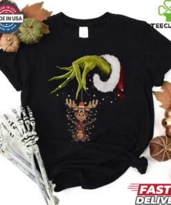 Grinch Hand Moose Christmas Lights 2024 Shirt