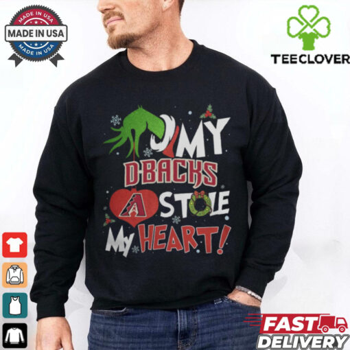 Grinch Hand My Arizona Diamondbacks Stole My Heart Christmas 2024 Shirt