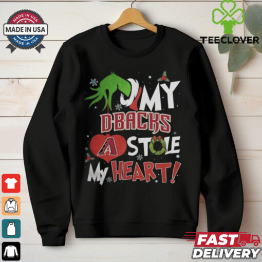 Grinch Hand My Arizona Diamondbacks Stole My Heart Christmas 2024 Shirt