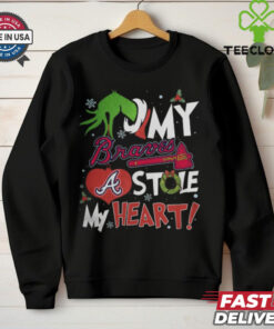 Grinch Hand My Atlanta Braves Stole My Heart Christmas 2024 Shirt