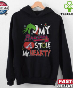 Grinch Hand My Atlanta Braves Stole My Heart Christmas 2024 Shirt