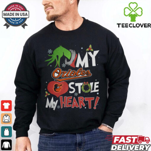 Grinch Hand My Baltimore Orioles Stole My Heart Christmas 2024 Shirt
