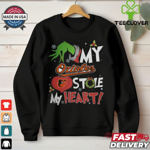Grinch Hand My Baltimore Orioles Stole My Heart Christmas 2024 Shirt