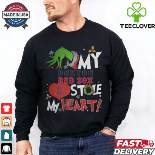 Grinch Hand My Boston Red Sox Stole My Heart Christmas 2024 Shirt