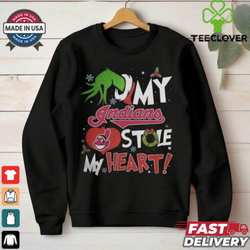 Grinch Hand My Cleveland Guardians Stole My Heart Christmas 2024 Shirt