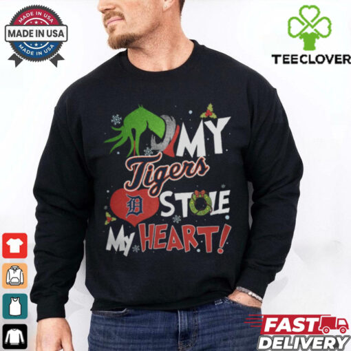 Grinch Hand My Detroit Tigers Stole My Heart Christmas 2024 Shirt