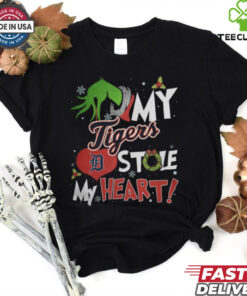 Grinch Hand My Detroit Tigers Stole My Heart Christmas 2024 Shirt