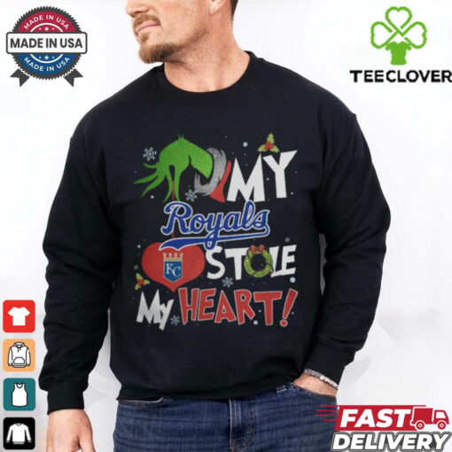 Grinch Hand My Kansas City Royals Stole My Heart Christmas 2024 Shirt