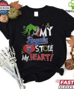 Grinch Hand My Kansas City Royals Stole My Heart Christmas 2024 Shirt