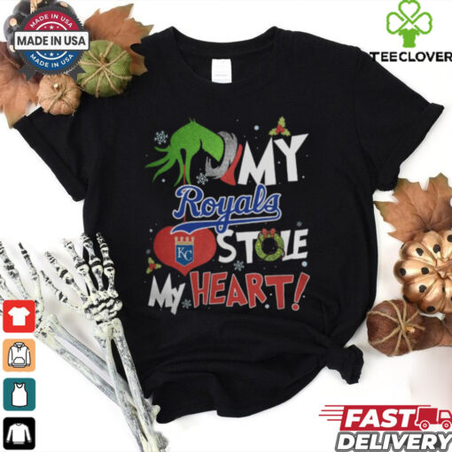 Grinch Hand My Kansas City Royals Stole My Heart Christmas 2024 Shirt