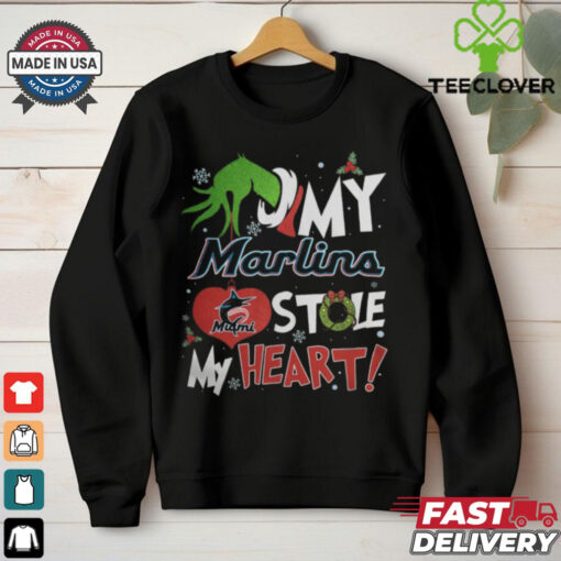 Grinch Hand My Miami Marlins Stole My Heart Christmas 2024 Shirt