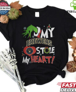 Grinch Hand My Milwaukee Brewers Stole My Heart Christmas 2024 Shirt