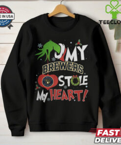 Grinch Hand My Milwaukee Brewers Stole My Heart Christmas 2024 Shirt