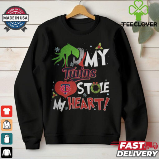 Grinch Hand My Minnesota Twins Stole My Heart Christmas 2024 Shirt