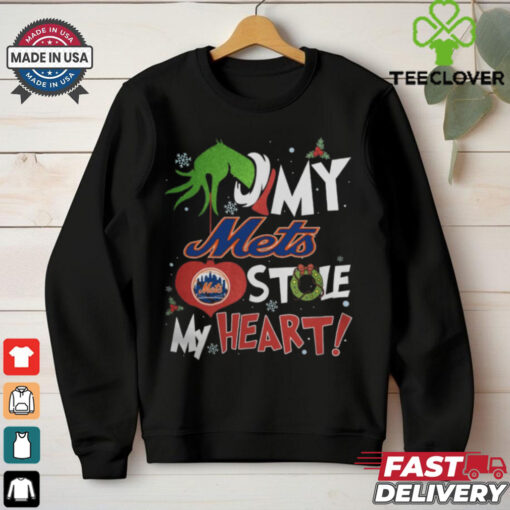 Grinch Hand My New York Mets Stole My Heart Christmas 2024 Shirt