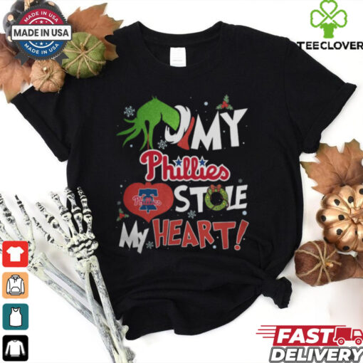 Grinch Hand My Philadelphia Phillies Stole My Heart Christmas 2024 Shirt