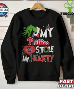 Grinch Hand My Philadelphia Phillies Stole My Heart Christmas 2024 Shirt