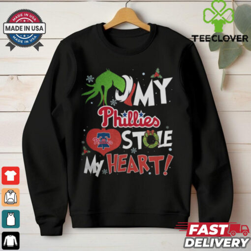 Grinch Hand My Philadelphia Phillies Stole My Heart Christmas 2024 Shirt