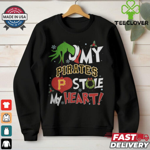 Grinch Hand My Pittsburgh Pirates Stole My Heart Christmas 2024 Shirt
