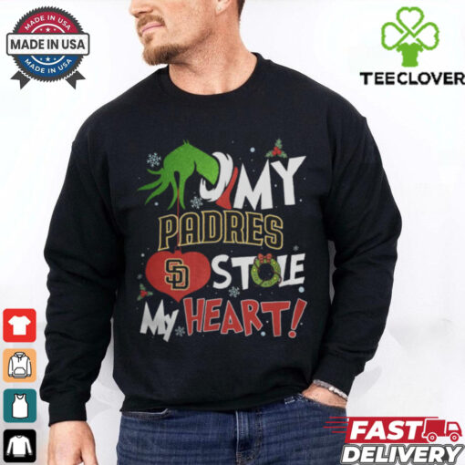 Grinch Hand My San Diego Padres Stole My Heart Christmas 2024 Shirt