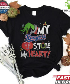 Grinch Hand My Texas Rangers Stole My Heart Christmas 2024 Shirt