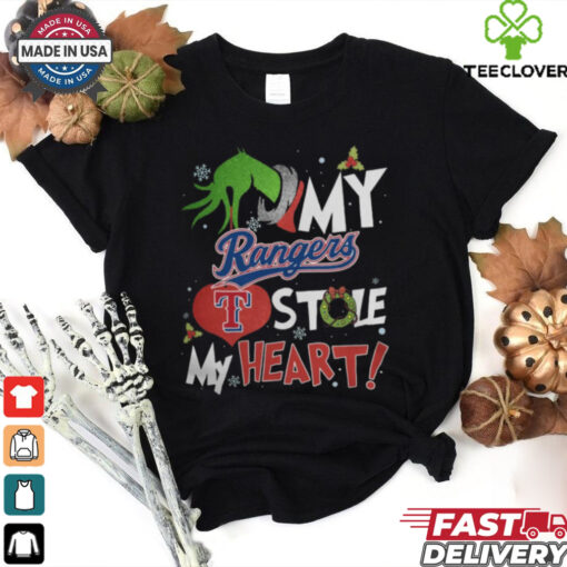 Grinch Hand My Texas Rangers Stole My Heart Christmas 2024 Shirt
