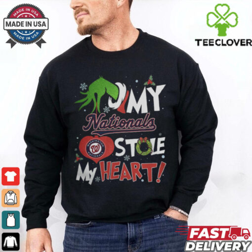Grinch Hand My Washington Nationals Stole My Heart Christmas 2024 Shirt