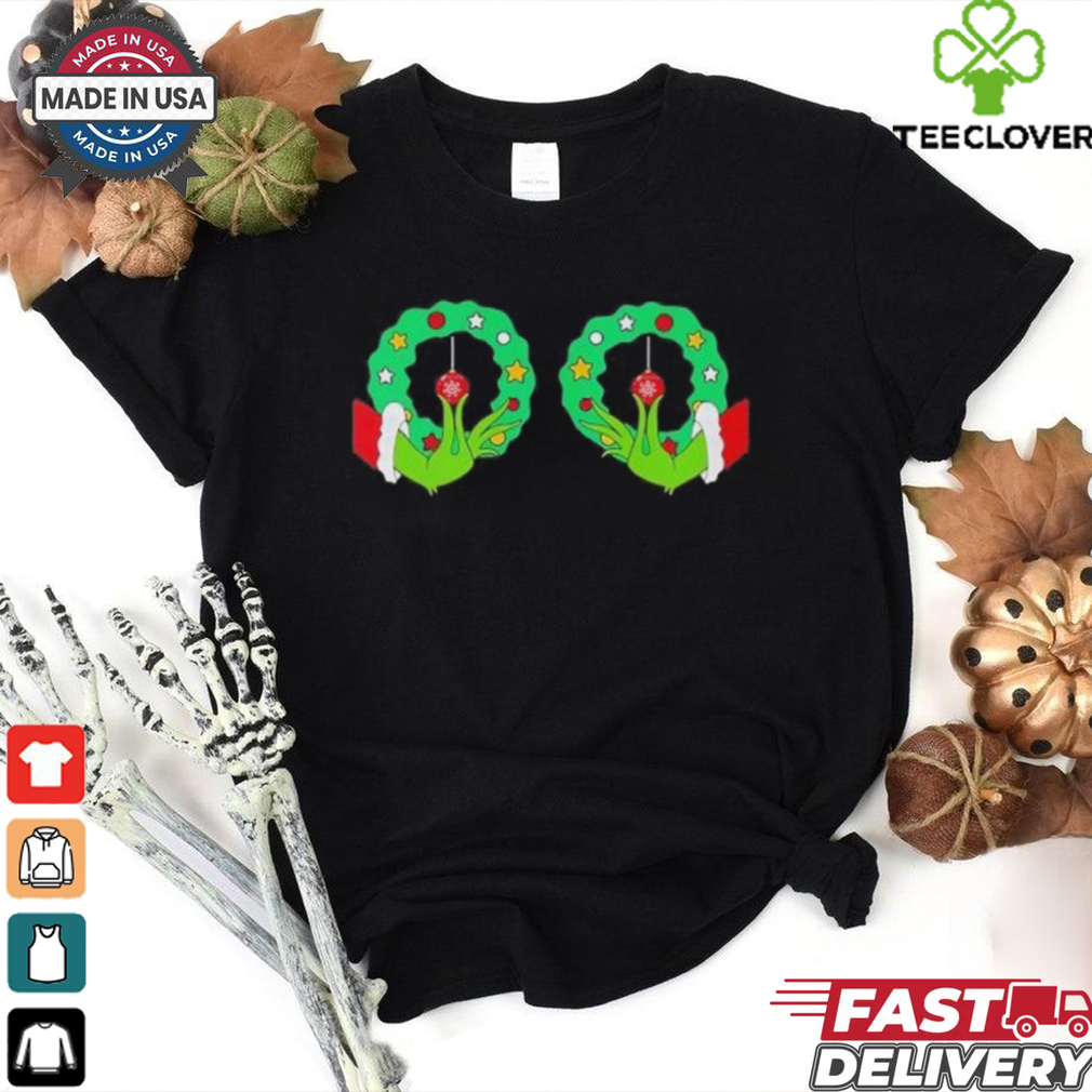 Grinch Hand Wreath Boobies Merry Christmas shirt Grinch Hand Wreath Boobies Merry Christmas shirt