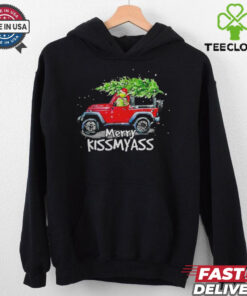 Grinch Hat Santa Car Jeep Merry Kissmyass Christmas Shirt