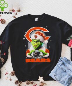 Grinch Hat Santa Chicago Bears Helmet Logo Merry Christmas Shirt