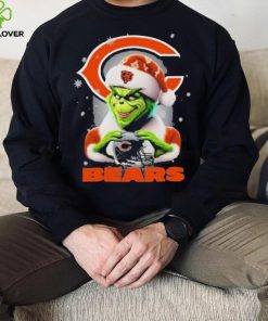 Grinch Hat Santa Chicago Bears Helmet Logo Merry Christmas Shirt