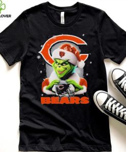 Grinch Hat Santa Chicago Bears Helmet Logo Merry Christmas Shirt
